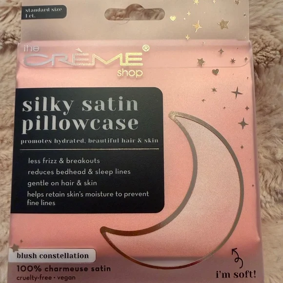 The Crème Shop Silky Satin Pillowcase - Blush Constellation - Picture 2 of 3